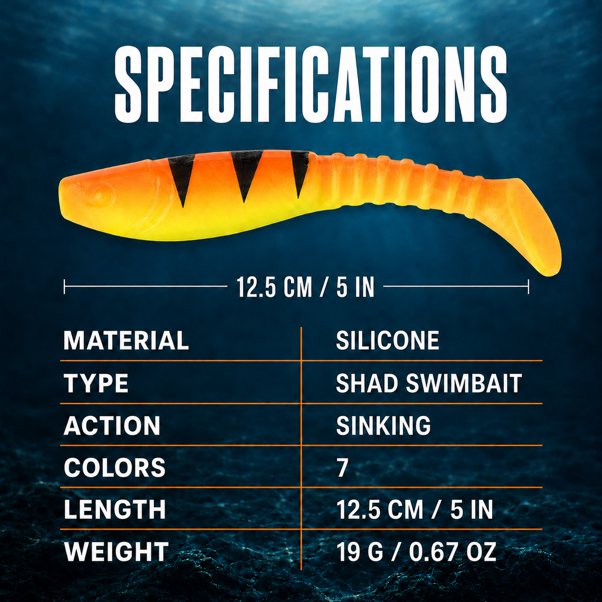 Walleye Soft Swimbait — 12.5cm Paddle Tail